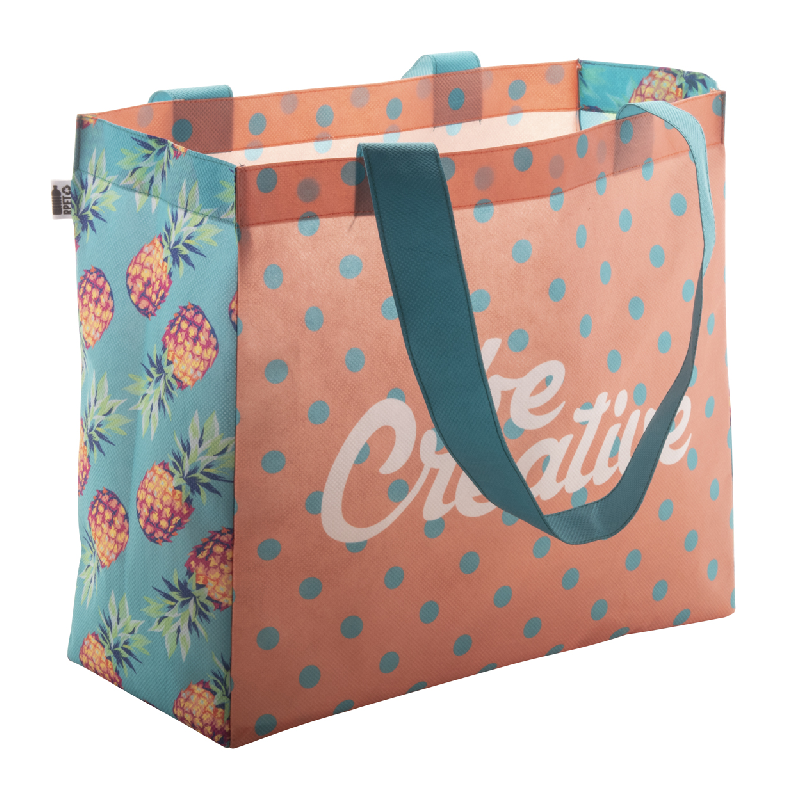 Sac shopping en RPET non tissé - personnalisable avec poignées prédécoupées - impression sublimation_0