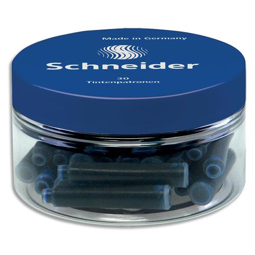 Schneider pot de 30 cartouches d'encre bleu royale effaçable_0