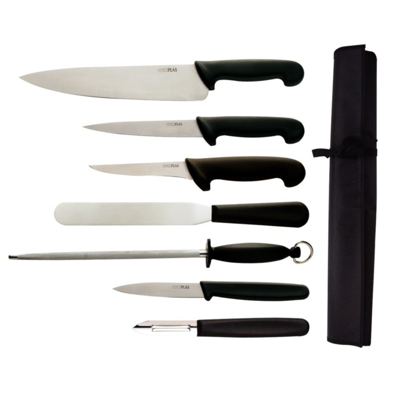 SET DE COUTEAUX HYGIPLAS (COUTEAU DE CHEF DE 20 CM) - 7 PIÈCES