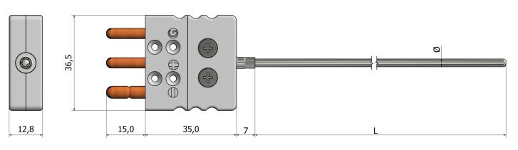 Sonde à résistance tubulaire (RTD) - PT45 - Sortie connecteur - Types Pt100, Pt500, Pt1000_0