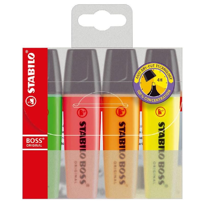 STABILO BOSS ORIGINAL SURLIGNEUR BISEAUTÉE POINTE 2 - 5 MM COULEURS ASSORTIES