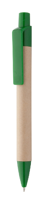 Stylo à bille en carton recyclé - embout et clip en plastique - recharge bleue_0