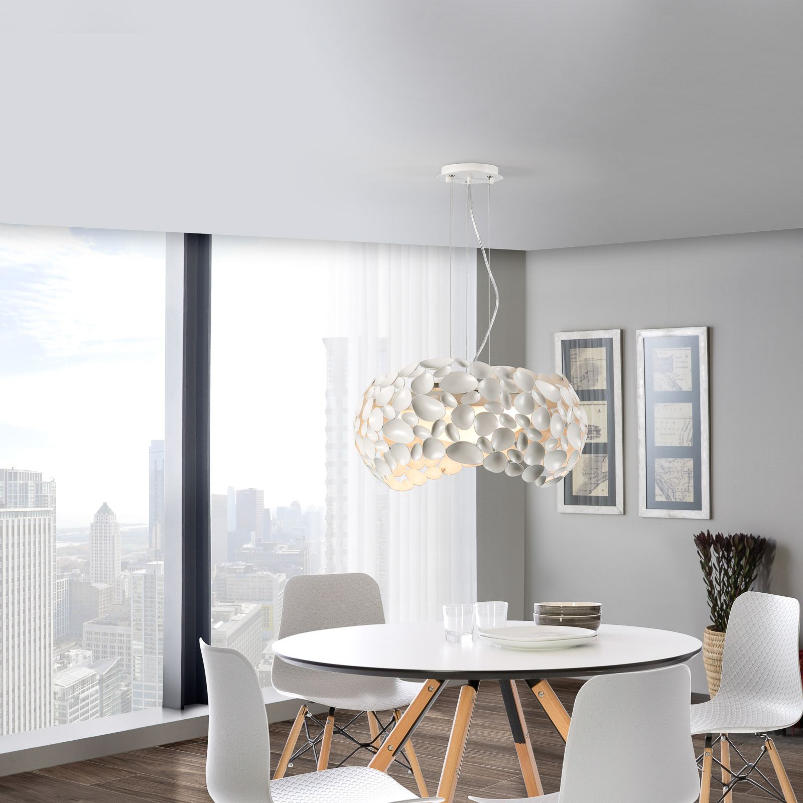 SCHULLER VALENCIA SUSPENSION LED NARISA 5XG9, Ø47 CM, BLANCHE