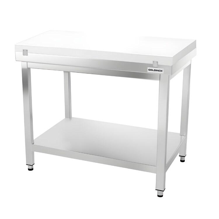 Table de travail en inox 1000x600 mm avec plaque de découpe blanche PREMIUM - GOLDINOX - gris inox 3701770842087_0