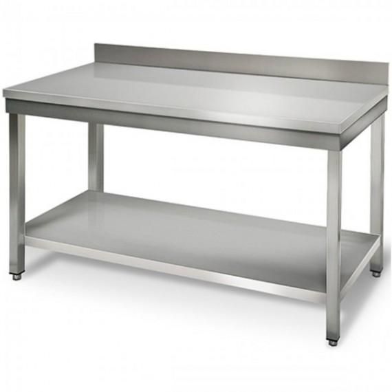 Table inox adossee l2000xp600xh950mm avec etagere basse_0