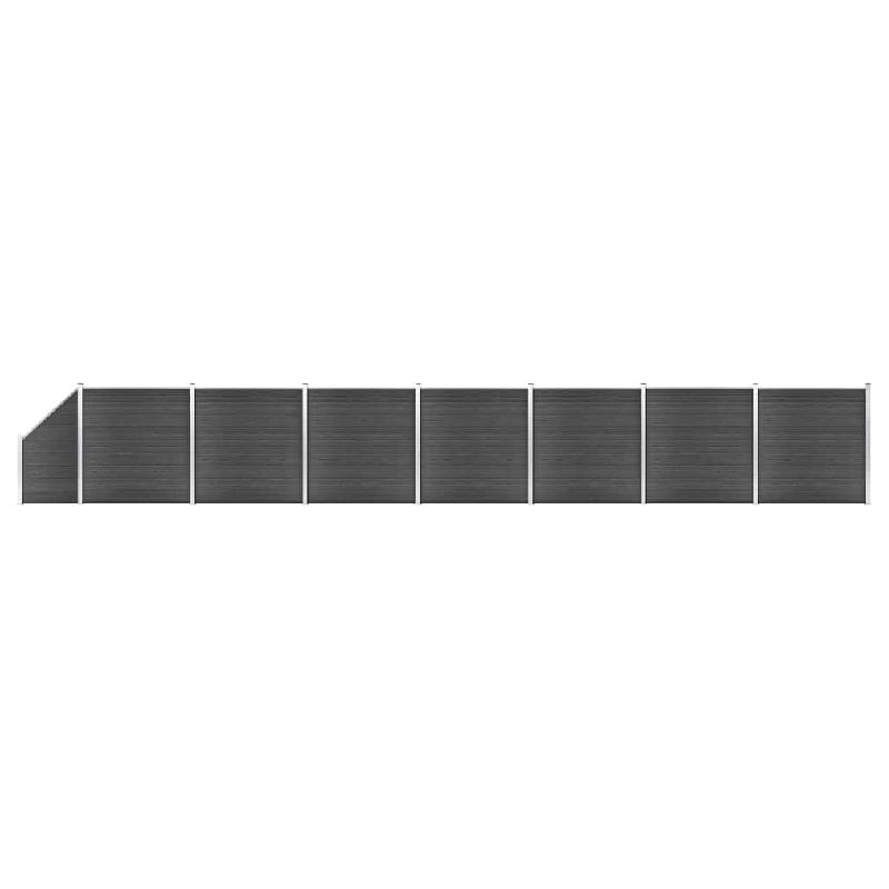 Vidaxl ensemble de panneau de clôture wpc 1311x(105-186) cm noir 3070443_0