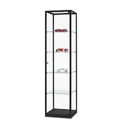 Vitrine d'exposition colonne noire 50x50x198,4cm - verre trempé et aluminium anodisé - SARAZINO Vitrines - 3701478500272_0