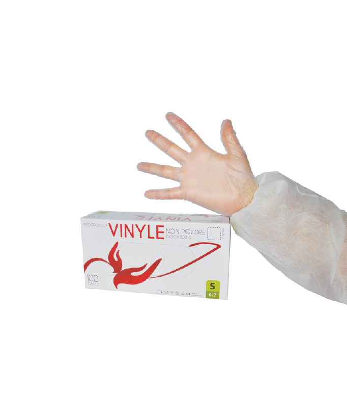 100 gants d'examens anti-virus à usage unique CE en vinyle non poudré - GVNPIN-IM02/VR_0