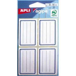 Agipa - Étiquettes et pastilles adhésives - 120 étiquettes cadre bleu avec lignes - Format 36x56 mm - Réf. 538641_0