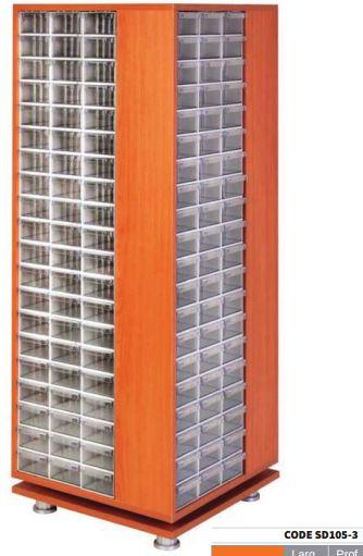 Armoire bois rotative à tiroirs - Code SD105-3 - Dimensions 520x520x1380mm_0
