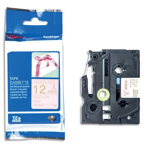 Ruban de transfert thermique Brother - satin or/rose 12mm x 4m - TZE-RE34_0