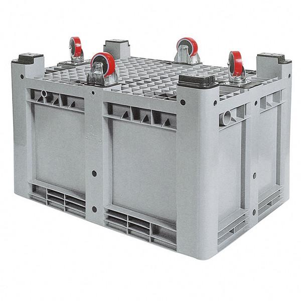 Caisse palette plastique rigide pleine - 4 roues - 1200 x 800 x 810 mm - Réf : CAI123CP1208002_0
