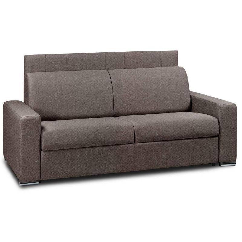CANAPÉ LIT CANAPEXPRESS  LATTES MATELAS MÉMORY  22CM TÊTE DE LIT INTÉGRÉE  VELOURS  MARRON FONCÉ_0