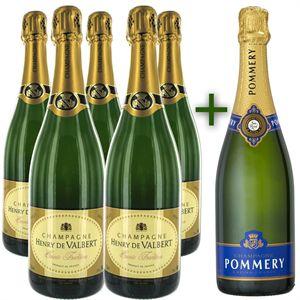 CHAMPAGNE HENRY DE VALBERT COFFRET 6 CHAMPAGNES DE MARQUE HENRY DE VALBERT ET