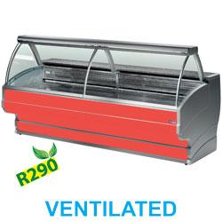 Comptoir vitrine réfrigéré ventilé à vitre bombée avec réserve - Modèle TO15/B1-VV/R2_0