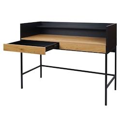 Décoshop26 - Bureau table d'ordinateur avec 2 tiroirs et espace de rangement 120x50 cm MDF aspect chêne et métal 04_0006056 - 3000261621232_0