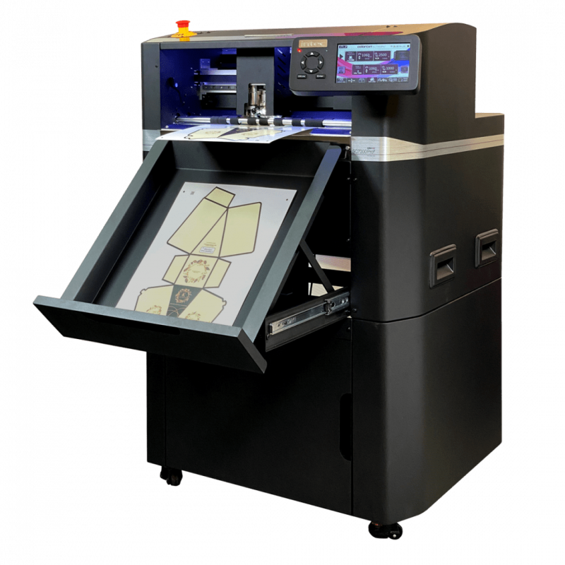 Découpeuse et raineuse automatique d'étiquettes en planche jusqu'à 450g/m2 - Vitesse de découpe jusqu'à 1060 mm/s - Morgana SC7000 Pro-T_0