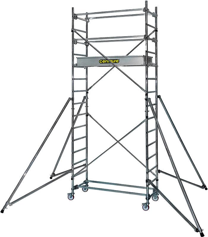 Échafaudage roulant Centaure en aluminium - longueur plateau 1,50 m - hauteur de travail 3,80 à 6,80 m - norme NF EN 1004_0