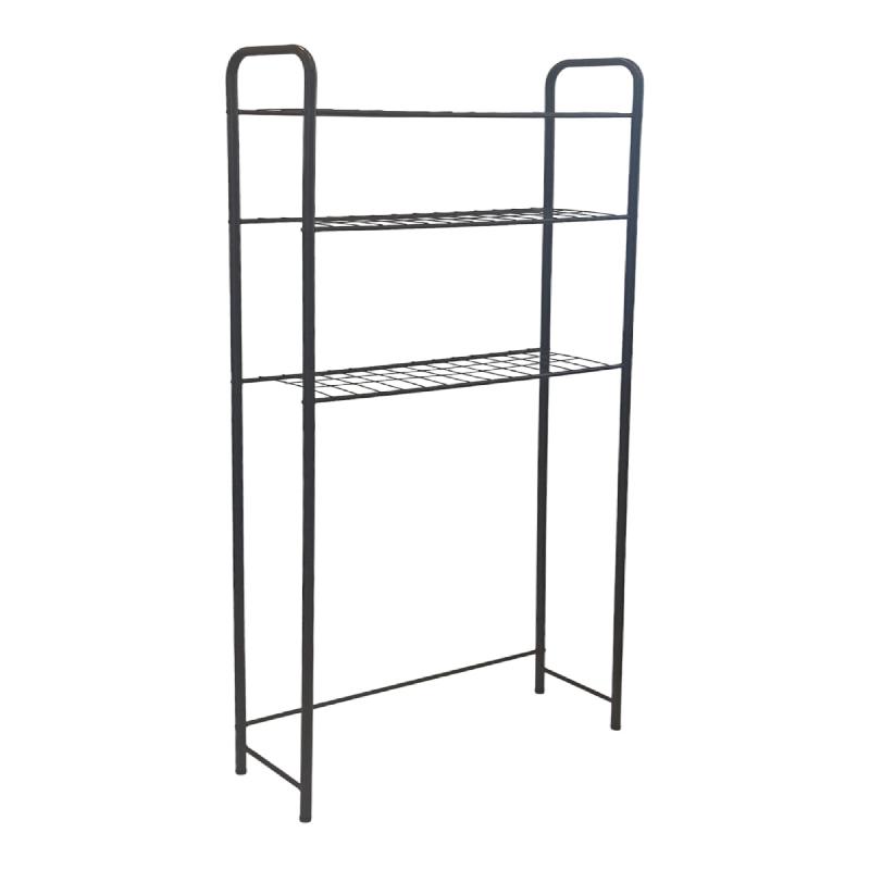 Étagère de salle de bain à 3 niveaux sur pied - métal noir 161 x 69 x 24,5 cm - modèle 03_0007067_0