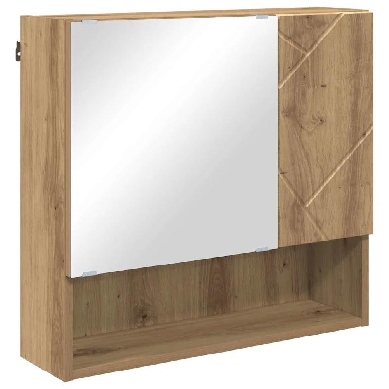 Helloshop26 - Armoire miroir rectangulaire chic minimaliste salle de bain 59 x 17 x 55 cm en bois d'ingénierie chêne artisanal 02_0052876 - Bois mas_0