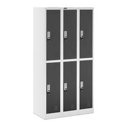 Helloshop26 - Armoire vestiaire 6 casiers 6 compartiments 180 cm gris 14_0000478 - 3000159498984_0