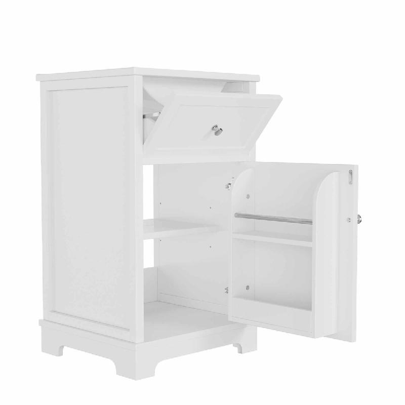 Merax lavabo 51x46x87cm, meuble de salle de bain sur pied avec lavabo en céramique, compartiment rabattable, étagère de porte, étagère réglable,_0