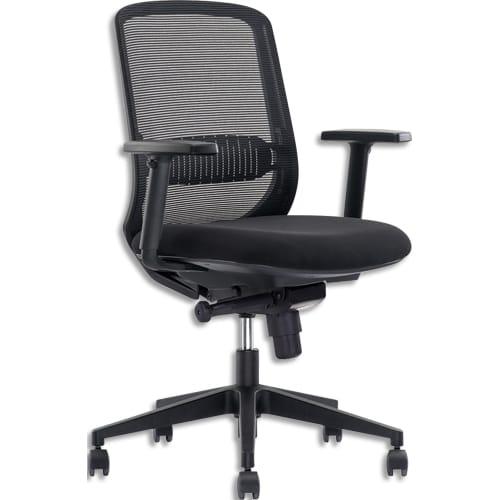 Fauteuil Orco - Assise en tissu, dossier en résille noir, mécanisme synchrone, accoudoirs réglables 1D_0