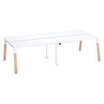 Pôle de 4 bureaux droits L 140 x P 60 cm, piétement bois métal blanc - Arch_0