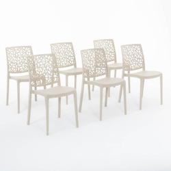 RATTATAN Set 6 Chaises en polypropylène avec fibre de verre empilables pour extérieur et jardin, bar et restaurant, cuisine design moderne - ANNA -_0