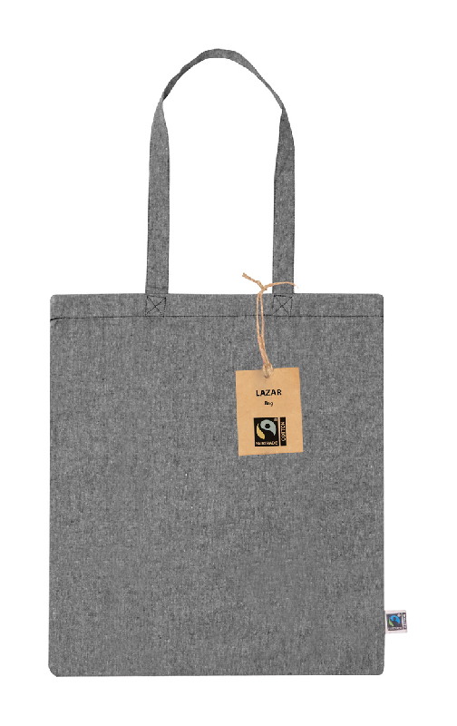 Sac à provisions en coton recyclé Fairtrade - 100% coton équitable - 120g/m² - anses longues - couleur noire_0