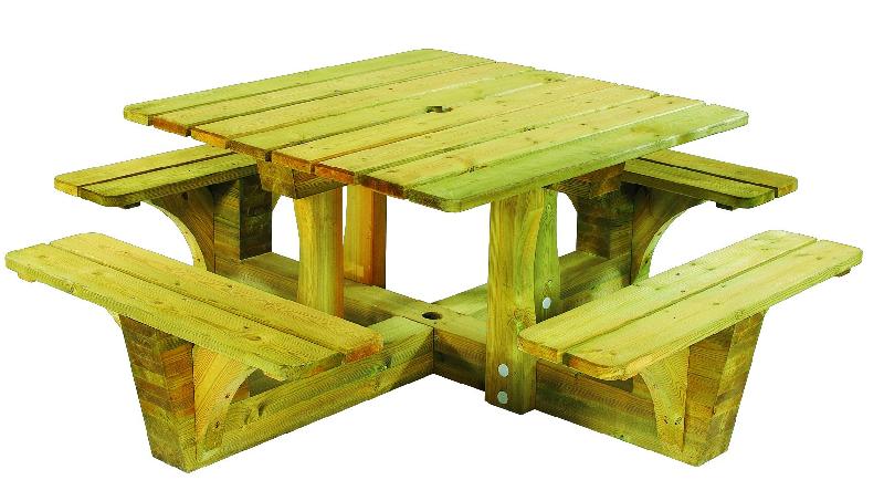 Table pique-nique en pin du Nord traité autoclave - carré_0
