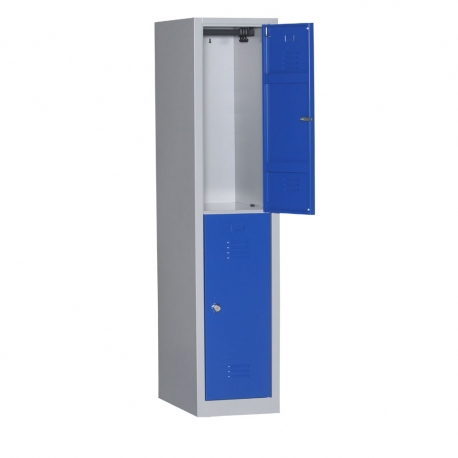 Vestiaire bi-places 2 cases - H180 x L40 x P50cm - Acier robuste avec peinture époxy, fermeture à clé ou cadenas_0