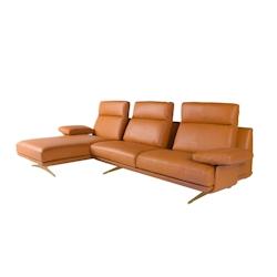 AC ANGEL CERDA Angel Cerdá Méridienne gauche en cuir terracotta marron 6226C 333 x 169 x 102 - marron Bois massif 8435631035015_0