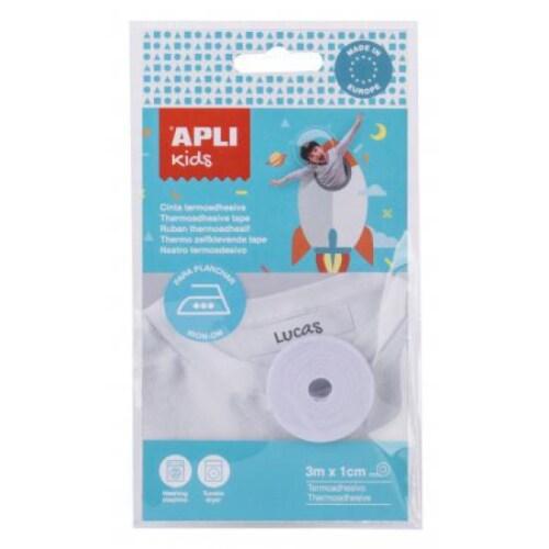 Apli Ruban vinyle thermoadhésif pour vêtements, 10mm x 3m, blanc - 8410782178125_0