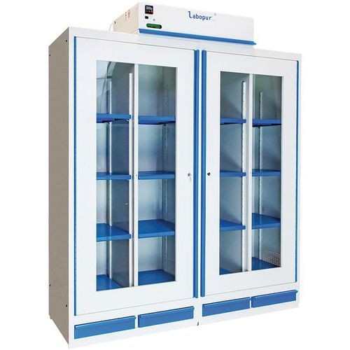 ARMOIRE HAUTE 2 PORTES VITRÉES ET 4 COMPARTIMENTS - 240L - TRIONYX