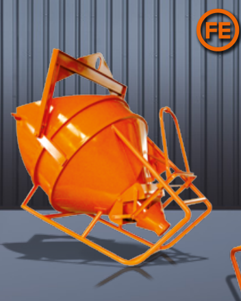 Benne à béton à tuyau - entonnoir, couchée 1018 - Forme cylindro-conique couchée avec sortie droite_0