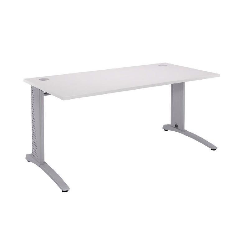 BUREAU DROIT BIOSPACE 2 - L. 180 X P. 80 CM - PLATEAU BLANC - PIEDS L ALUMINIUM - EMBASE ALUMINIUM