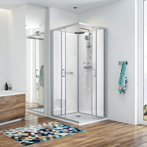 CABINE DE DOUCHE - KARA - 140 X 90 CM - PORTE COULISSANTE TRANSPARENTE LEDA