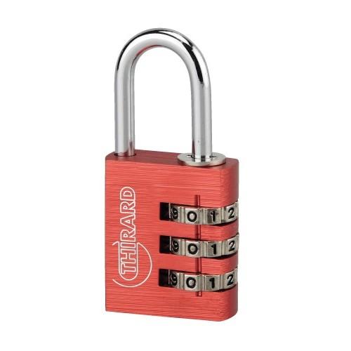 CADENAS ALUMINIUM À CODE - ALUCODE - 3 VIROLES - ROUGE FTH THIRARD