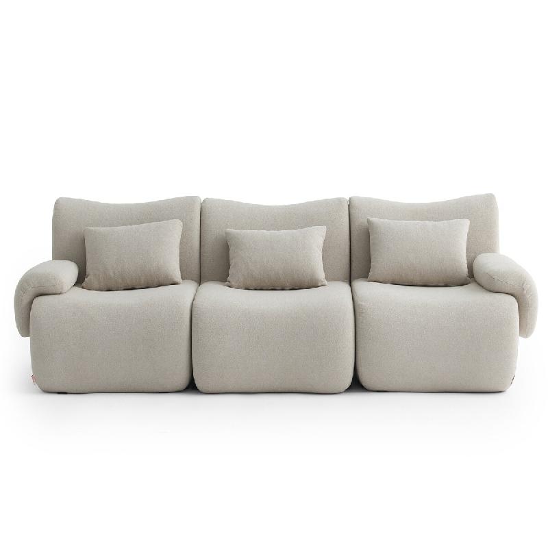 Canapé droit modulaire MILYSOFA SOFATIME 3 places Tissu fine bouclette Beige pierre - MS-TIME-3-SB_0