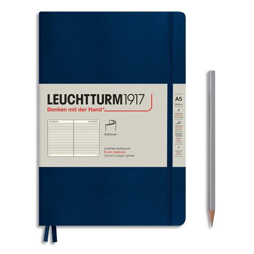 CARNET SOUPLE LEUCHTTURM 1917 - 14,8X21CM - 123 PAGES LIGNEES NUMEROTEES - COLORIS BLEU MARINE