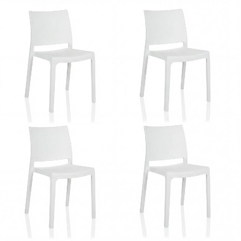 Chaise de salle à manger / chaise visiteur T37 V plastique blanc lot de 4 hjh LIVING - blanc plastique polypropylène 729498_0