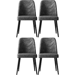 Chaise en velours Dallas (Lot de 4) Hanah Home - gris 8683342851060_0