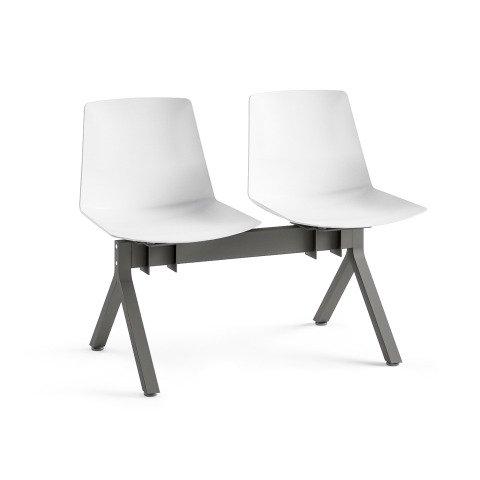 CHAISE POUTRE OCCA 2 PLACES BLANC PIÉTEMENT ANTHRACITE