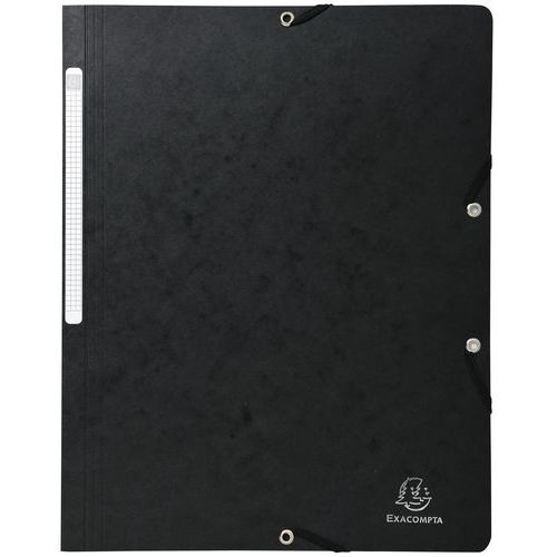 CHEMISE À ÉLASTIQUE SANS RABAT CARTE LUSTRÉE 355GM² A4 NOIR - EXACOMPTA