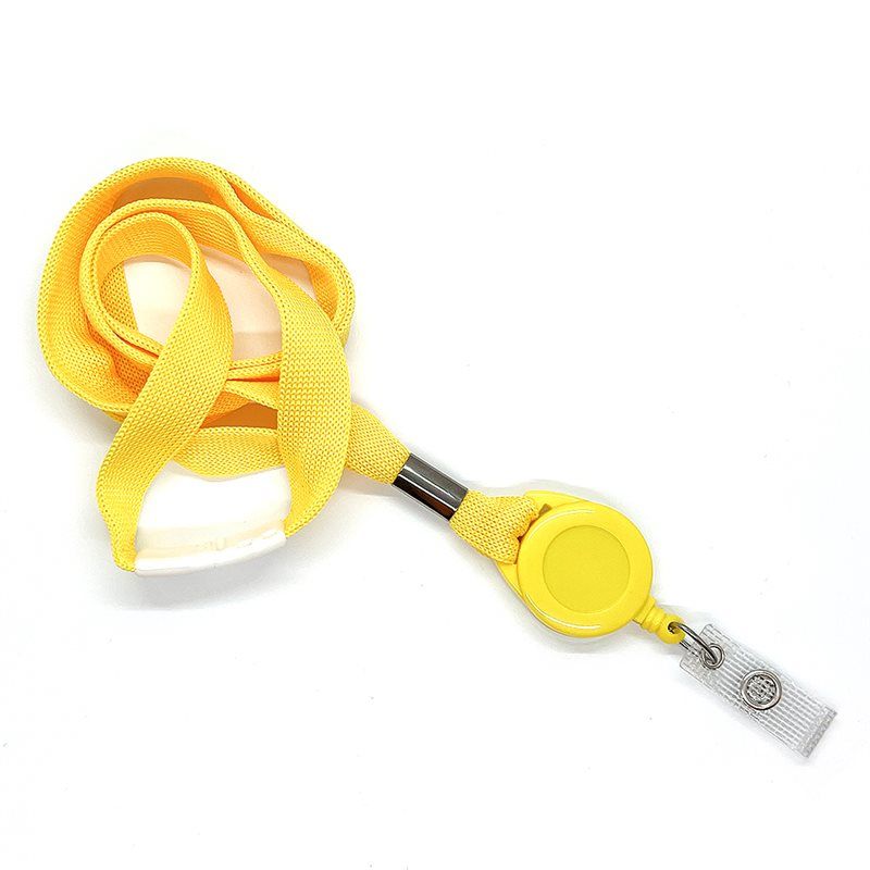Cordon ou tour de cou à zip enrouleur - Largeur 16 mm - Disponible en jaune, vert ou bleu_0