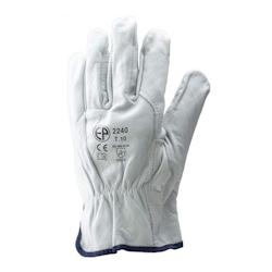 Coverguard - Gants manutention blanc en cuir tout fleur de buffle standard EUROSTRONG 2240 (Pack de 10) Blanc Taille 8 - blanc 3435241022387_0