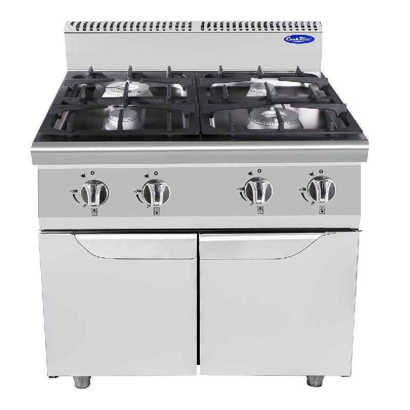 Cuisinière à gaz 4 feux en acier inoxydable. Brûleurs 3,5+7+12+12 kW avec flamme pilote. Dimensions LxLxH 80x90x114 cm. Modèle AT9G4B-F-1 - 4310_0
