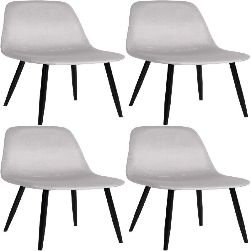 Décoshop26 - Lot de 4 chaises de salle à manger design simple avec pieds en métal noir et assise en tissu crème 10_0001833 - beige métal 3000250698412_0