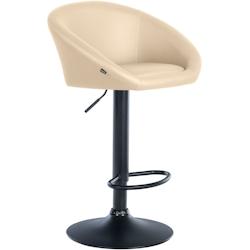 Décoshop26 - Tabouret de bar assise pivotante à 360° hauteur réglable en PVC crème piètement en métal noir 10_0004764 - noir 3000252279091_0
